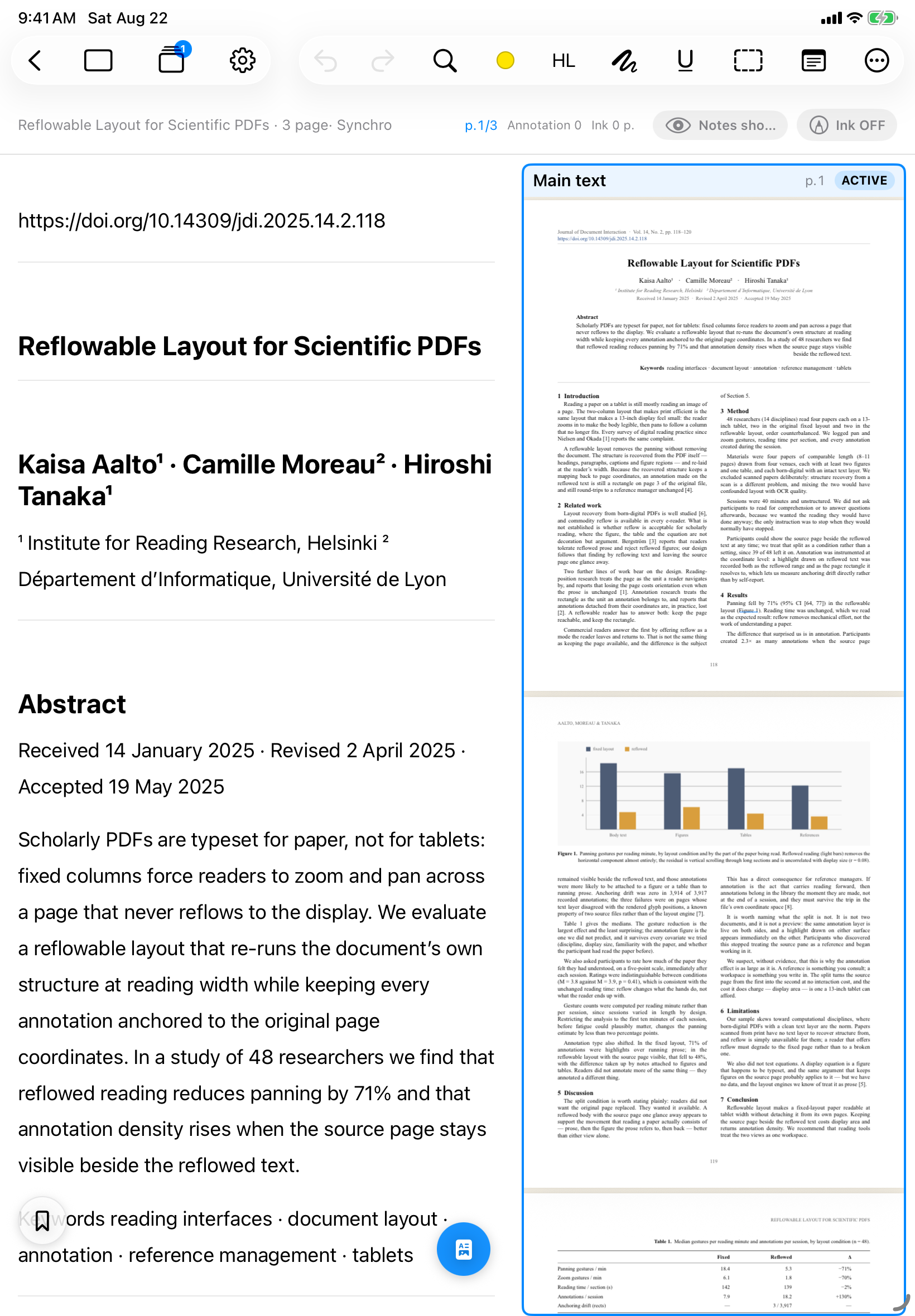 Split view for side-by-side reading