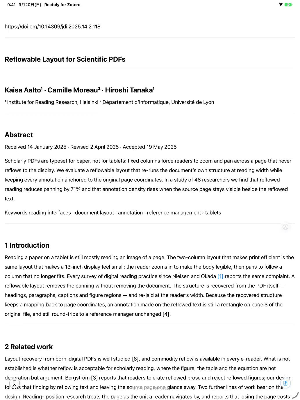 Changing the text size and typeface in Reading Mode