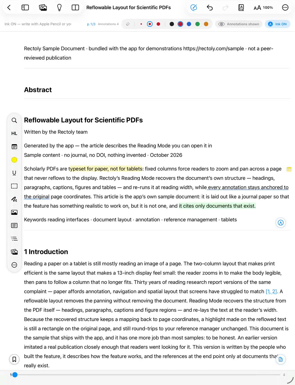 Annotation with highlights and sticky notes